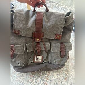 Fossil Canvas & Leather Backpack – Vintage Style